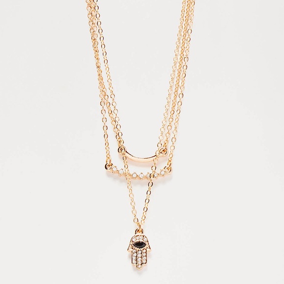 Fashion Nova Jewelry - NWT🪬🧿 Evil Eye Hand Protection Layered Necklace🧿🪬